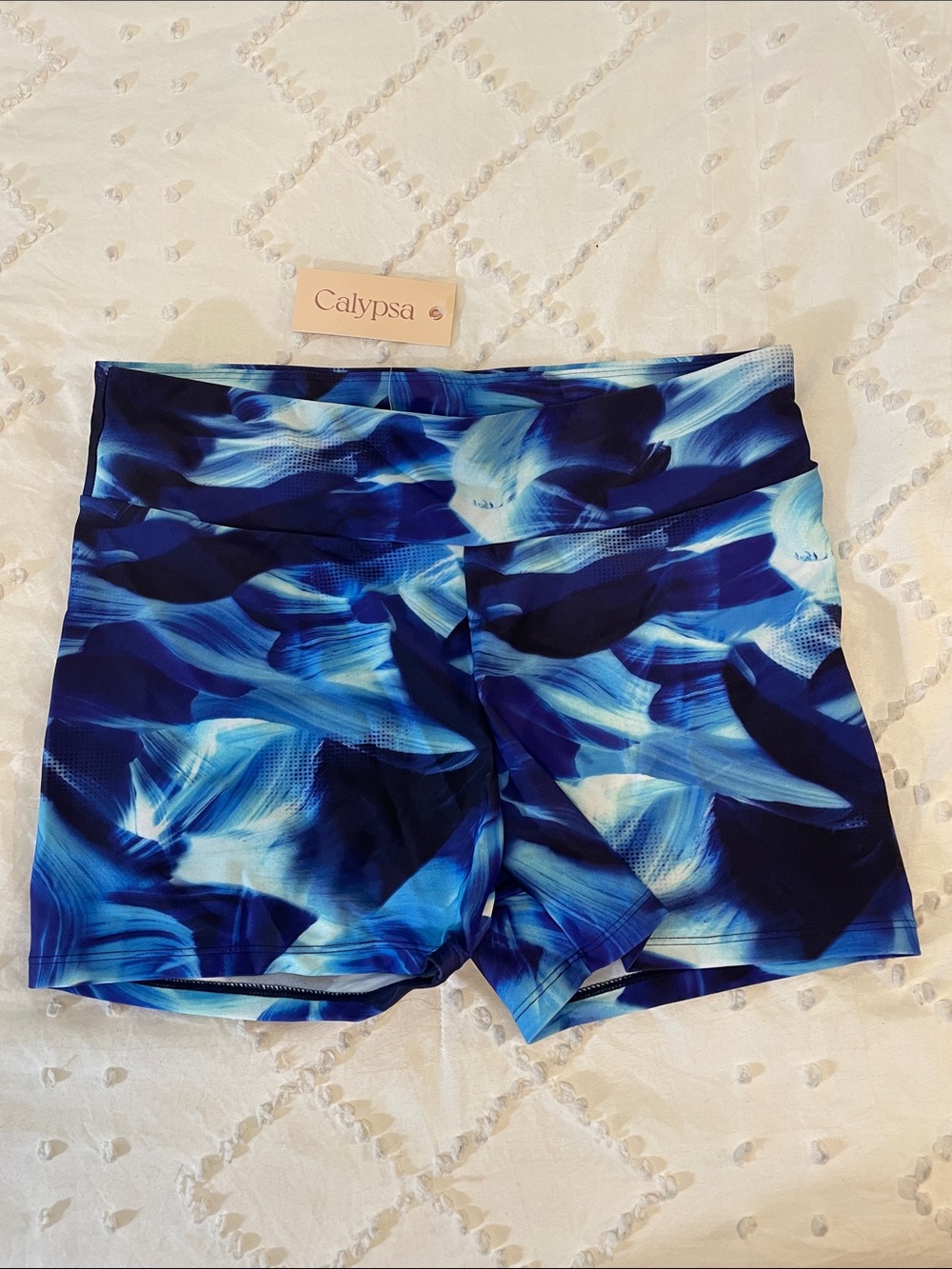 Calypso Blue Brushstroke Women's Swim Bikini Bottoms boys shorts nwt